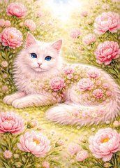 Postcard "Cat-flower" (26-4) AI