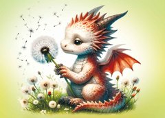 Little dragon with flowers (24-1)