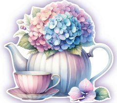 Figured card "Flowers and tea" (4)