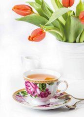 Postcard "Tea and Tulips"