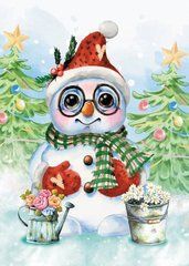 Snowman with flowers