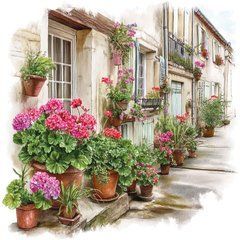 Postcard "Street Pelargoniums" (26-4)