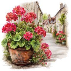 Postcard "Street Pelargoniums" (26-5)