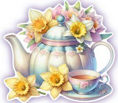 Figured card "Flowers and tea" (7)