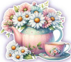 Figured card "Flowers and tea" (2)