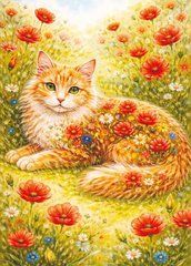 Postcard "Cat-flower" (26-2) AI